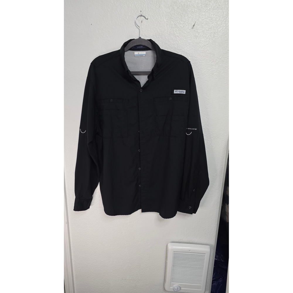 Columbia Tamiami II Fishing Shirt Mens Medium Black Excellent Condition